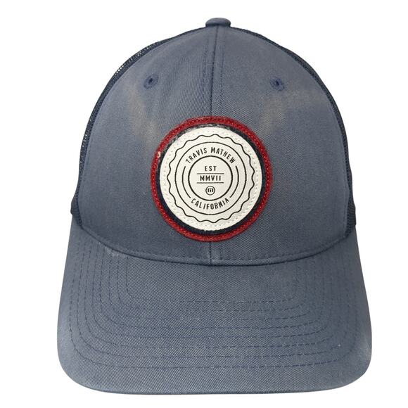 Travis Mathew California Est MMVII Trucker Cap Blue OS Adjustable Mesh Back - Picture 1 of 9